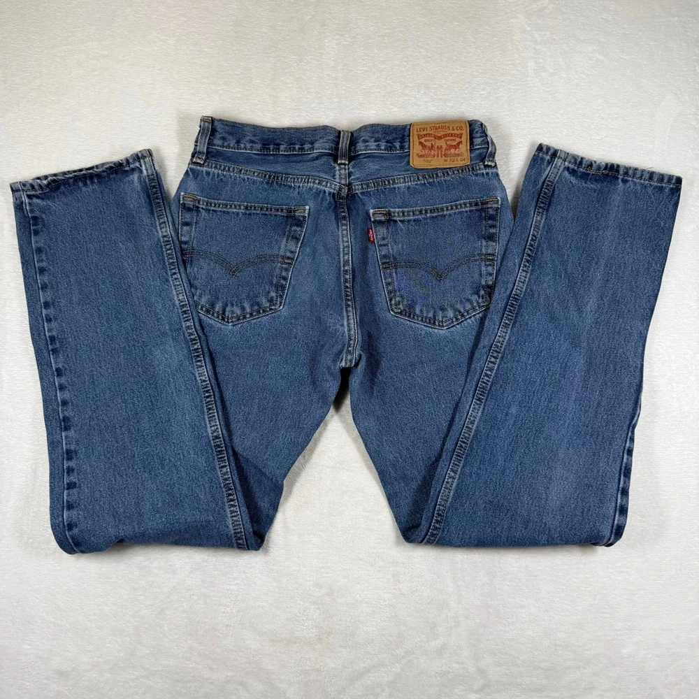 Levis‎ 505 Regular Fit Straight Leg Jeans Mens 32 Medium Wash Blue Denim